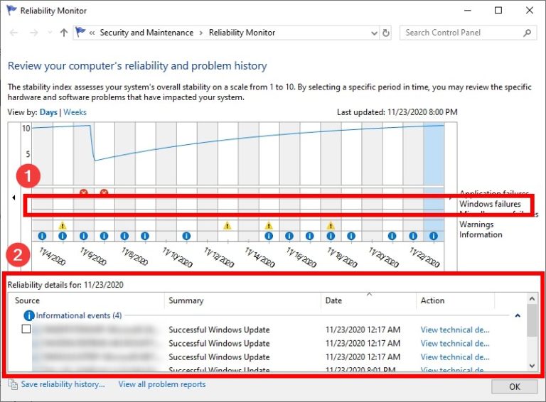 crash logs windows 10