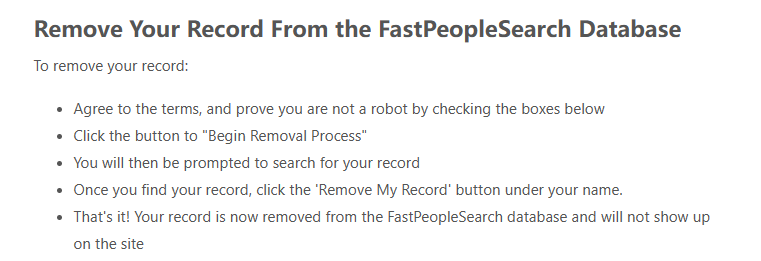 FastPeopleSearch Removal: How to Remove Your Personal Info